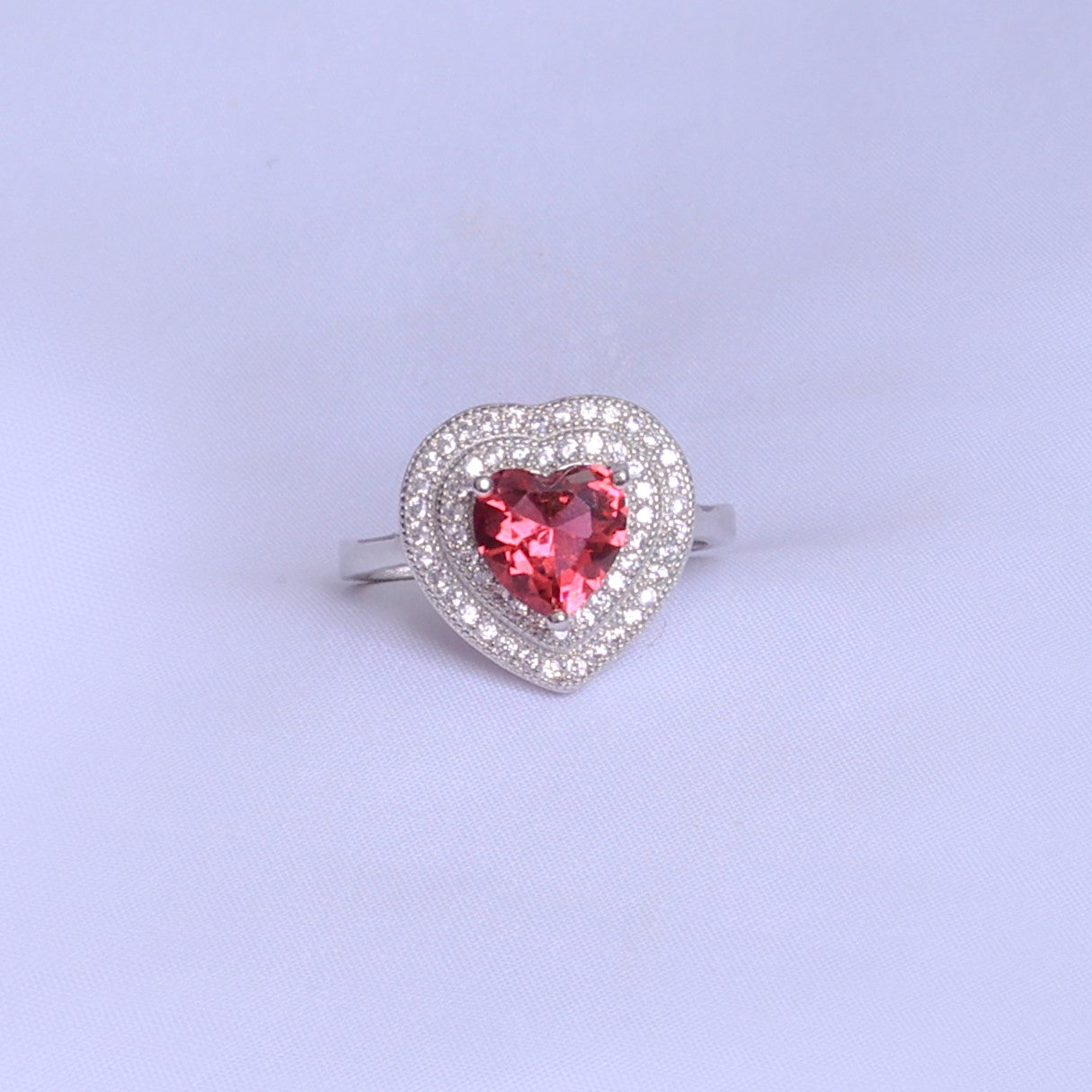 Red Heart Stone 925 Silver Ring