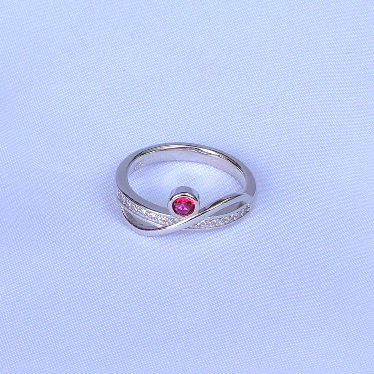 New Ruby & Cz Fashion Silver Ring