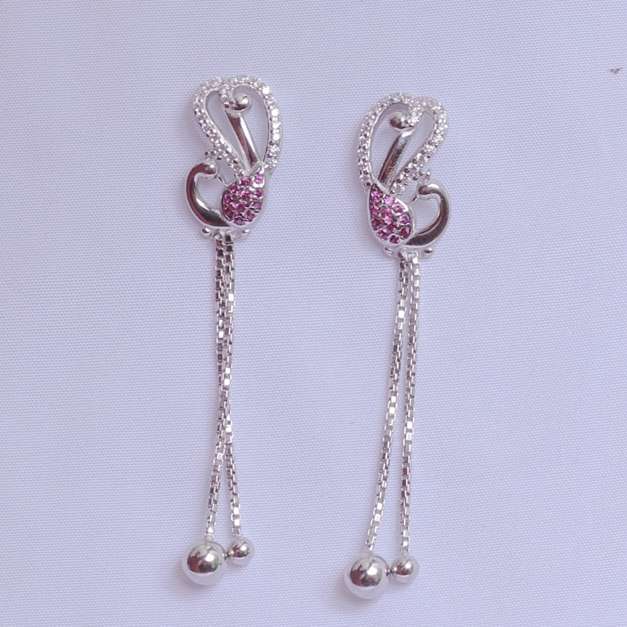 silver Flamingo Drop Earrings